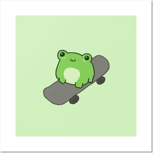 Sporty Funny Frog Riding a Skateboard Posters and Art